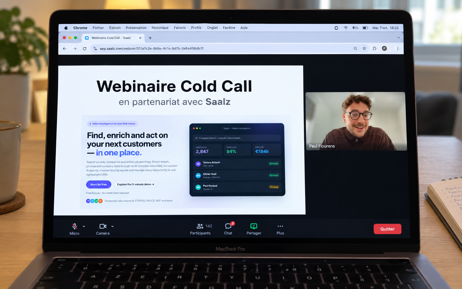 Webinaire Cold Call sur MacBook Webinaire Cold Call sur MacBook